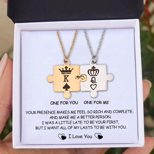 You Complete Me Crown Puzzle Necklace