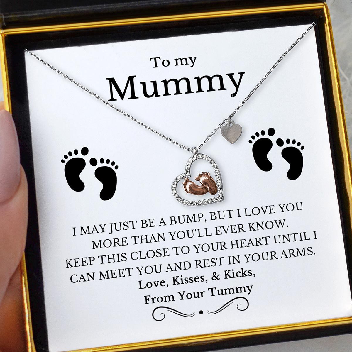 S925 Baby Feet Heart Pendant Necklace