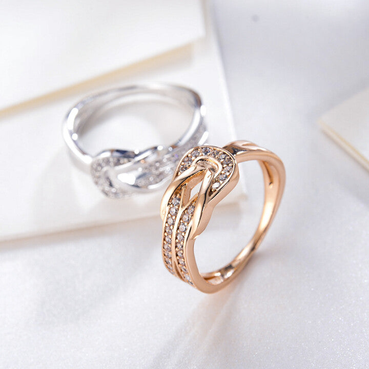 S925 Knot Design Zircon Ring