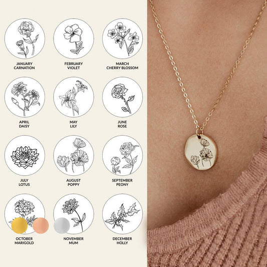 S925 Birth Flower Necklace