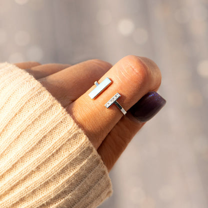 Mother Daughter Thick And Thin Sterling Silver Ring